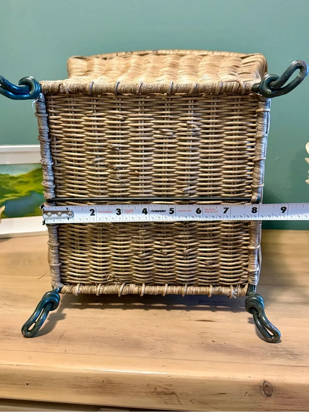 Vintage Wicker Footed Planter | Rattan Cachepot with Metal Claw Feet